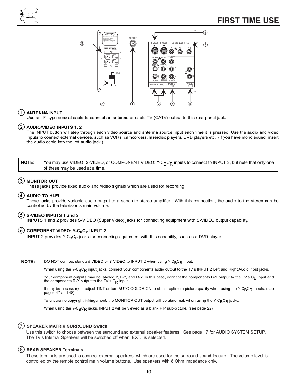 First time use | Hitachi 50EX01B User Manual | Page 10 / 60