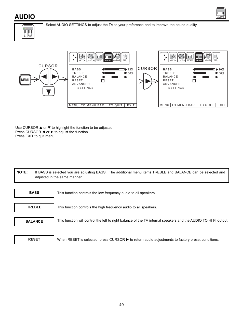 Audio | Hitachi 50EX01B User Manual | Page 49 / 60