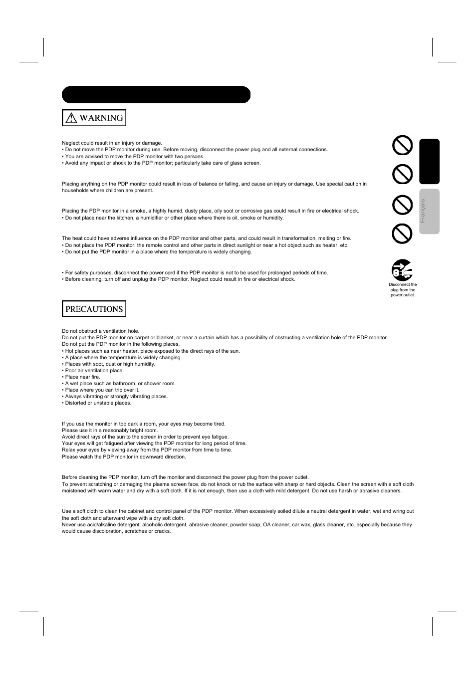 Safety instructions (continued) | Hitachi 42HDM12A User Manual | Page 6 / 38