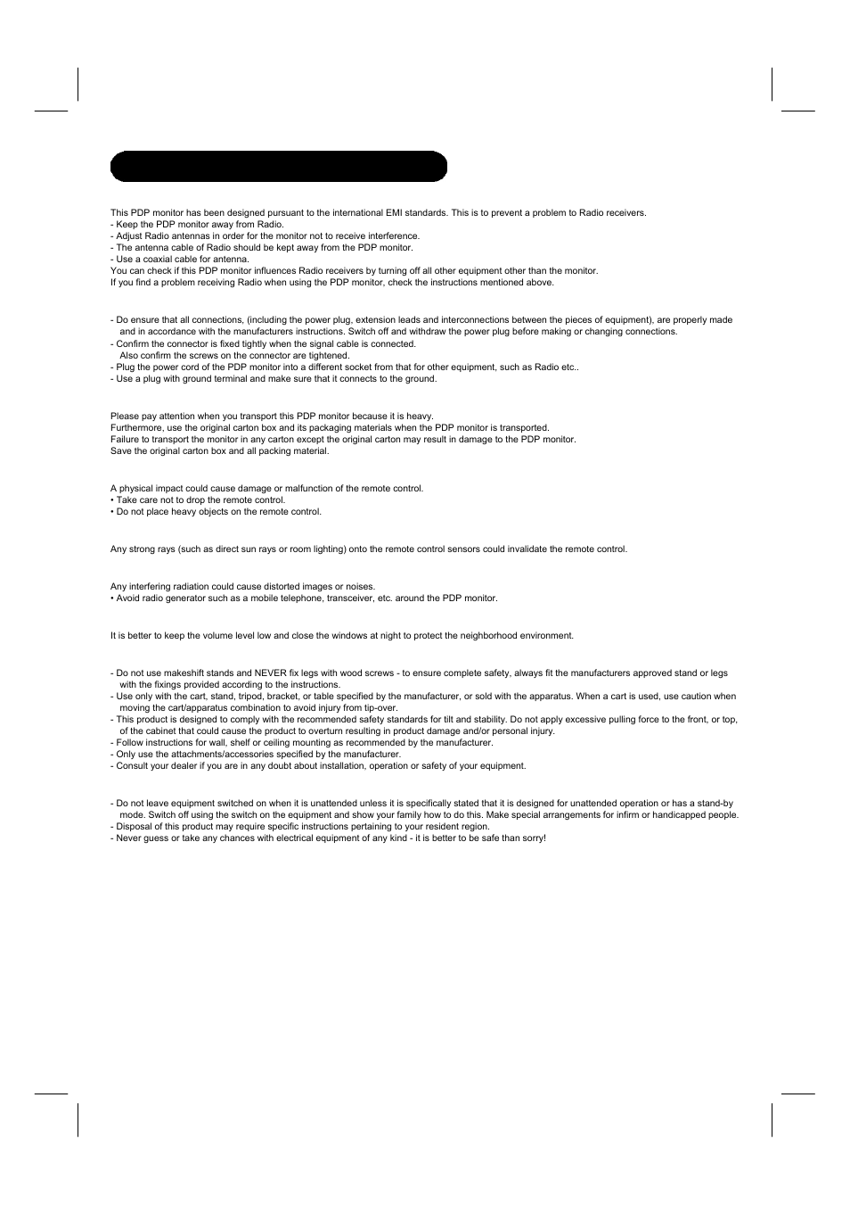 Safety instructions (continued) | Hitachi 42HDM12A User Manual | Page 7 / 38