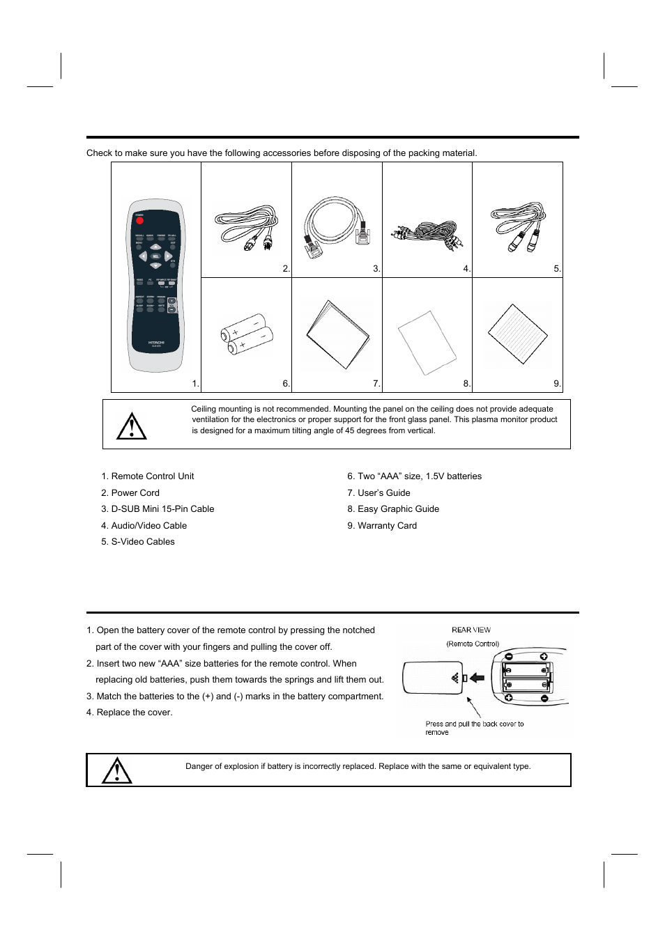 Accessories | Hitachi 42HDM12A User Manual | Page 9 / 38