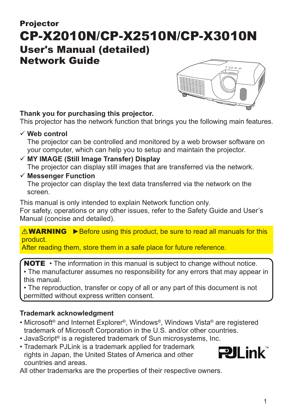 Hitachi CP-X2510N User Manual | 52 pages