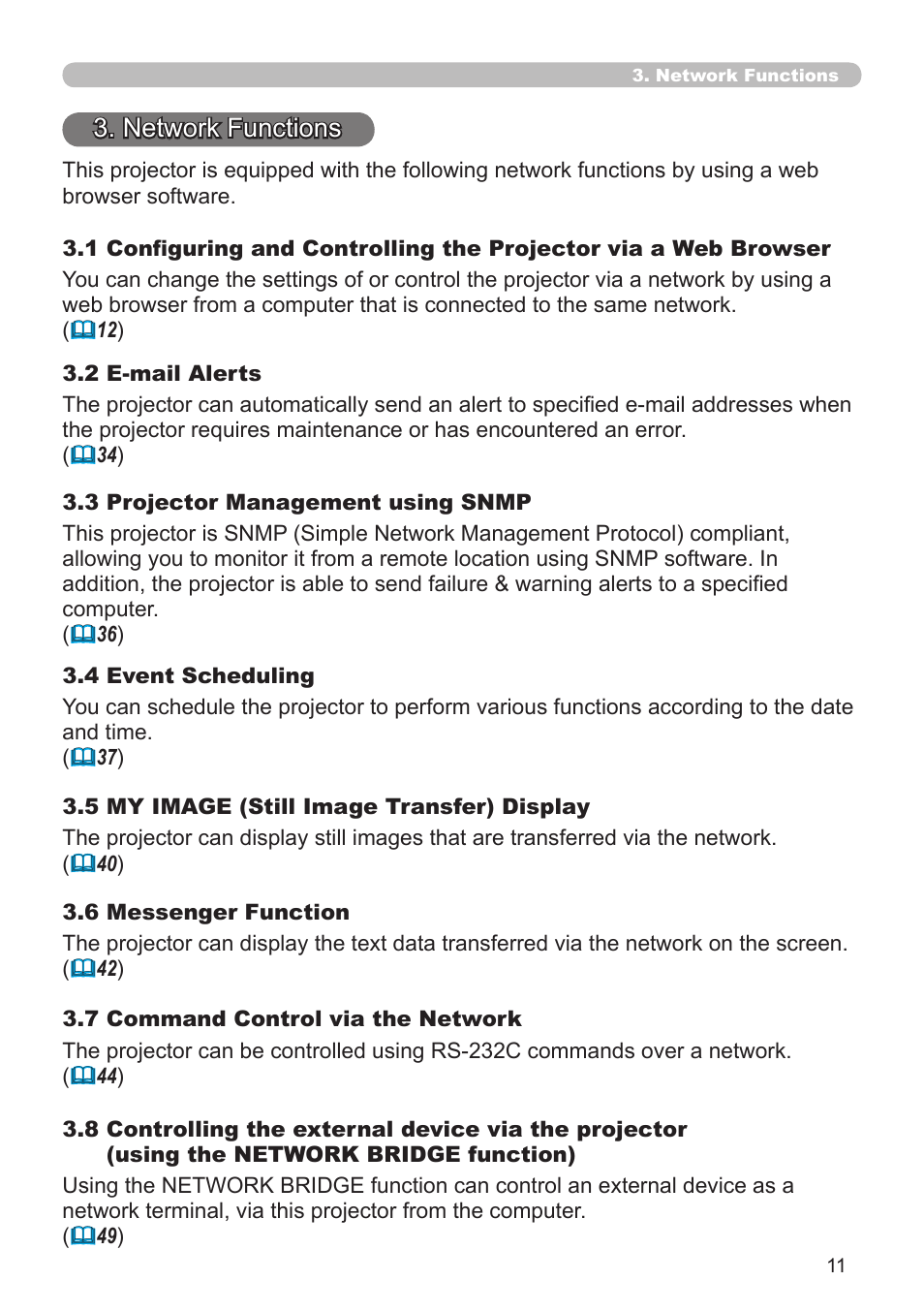 Network functions | Hitachi CP-X2510N User Manual | Page 11 / 52