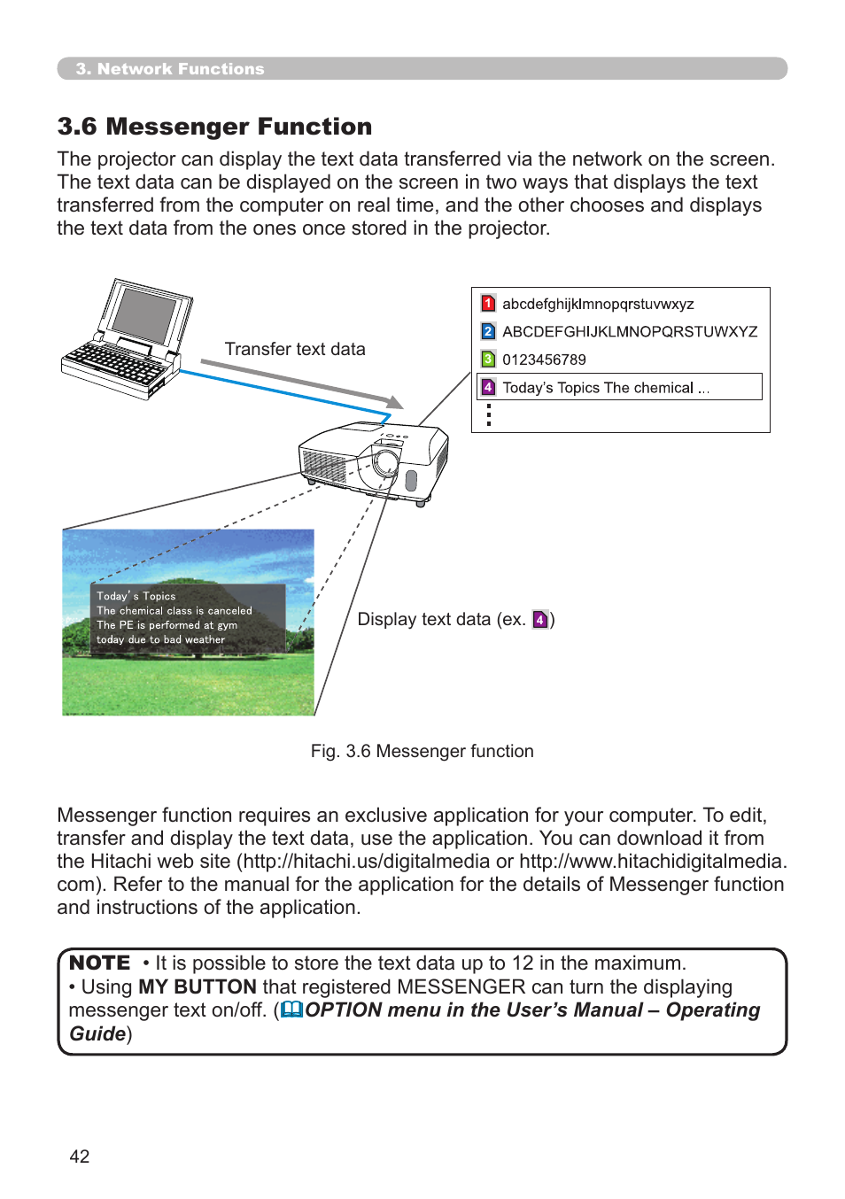 6 messenger function | Hitachi CP-X2510N User Manual | Page 42 / 52