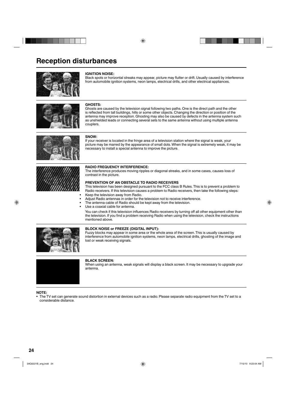 Reception disturbances | Hitachi LE19S314 User Manual | Page 24 / 27