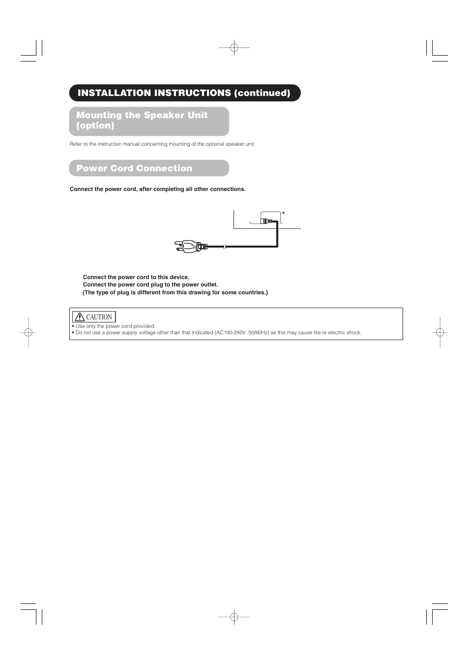 Mounting the speaker unit (option) | Hitachi 32PD5000 User Manual | Page 12 / 76