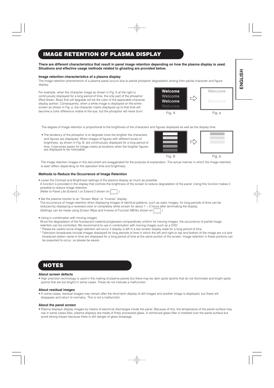 Image retention of plasma display, English | Hitachi 32PD5000 User Manual | Page 23 / 76