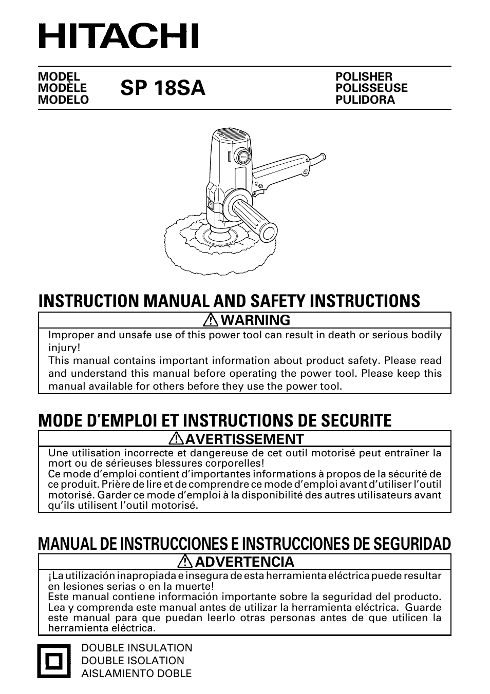Hitachi SP 18SA User Manual | 40 pages