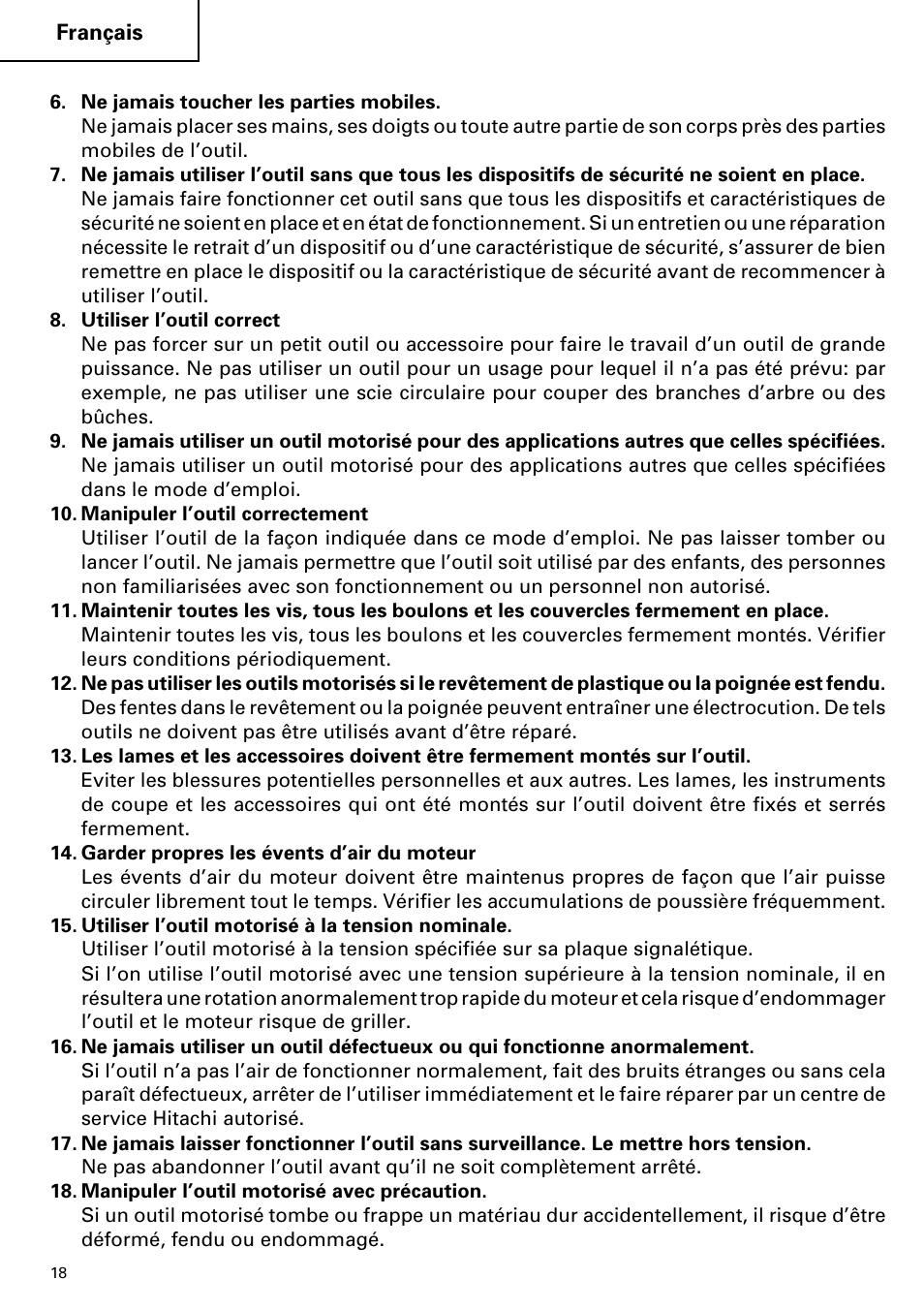 Hitachi SP 18SA User Manual | Page 18 / 40