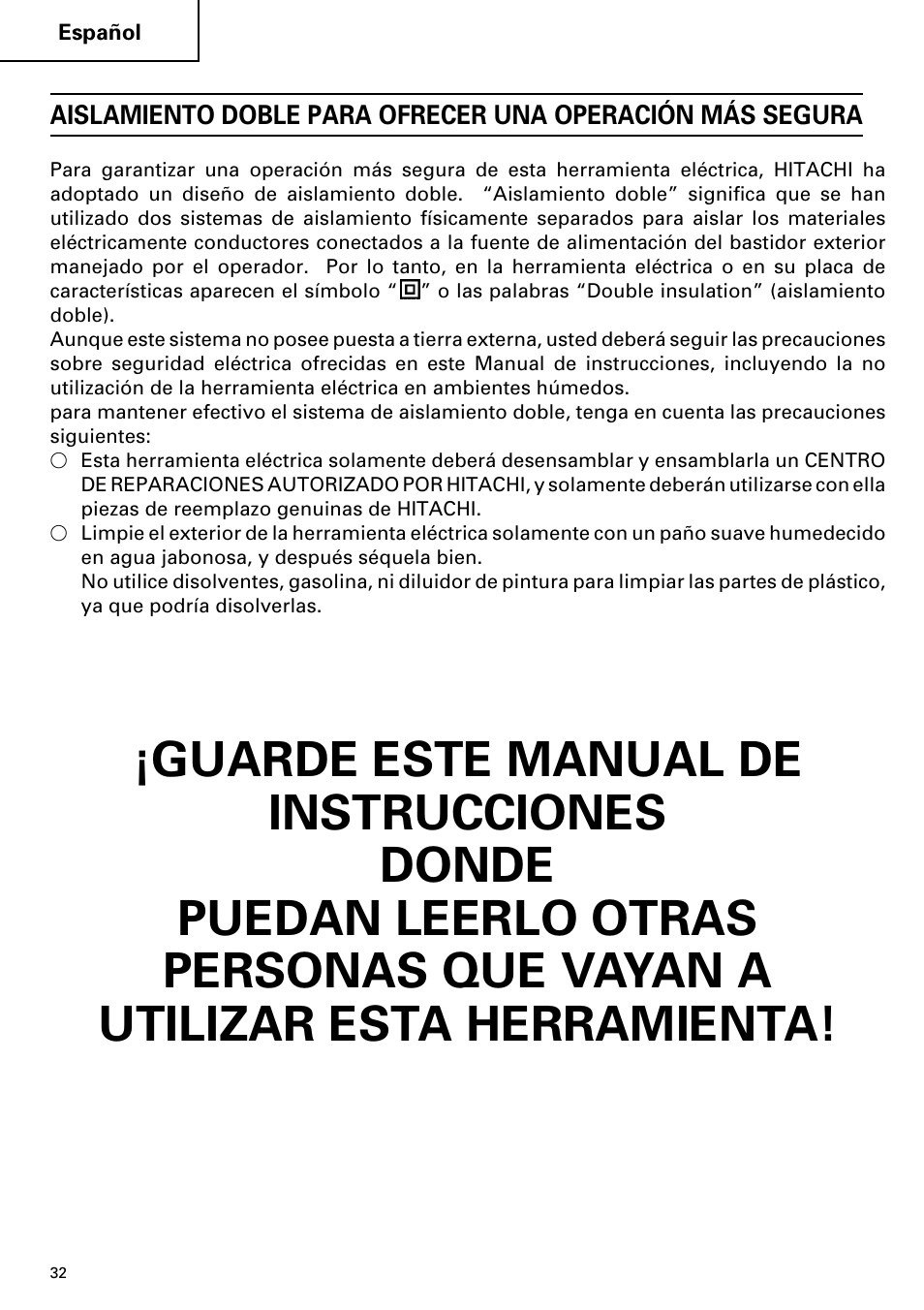 Hitachi SP 18SA User Manual | Page 32 / 40