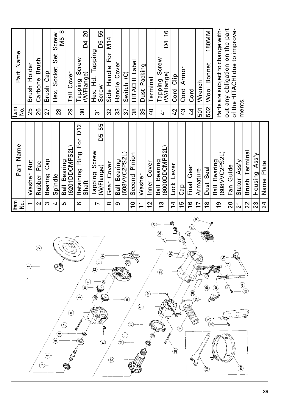 Hitachi SP 18SA User Manual | Page 39 / 40