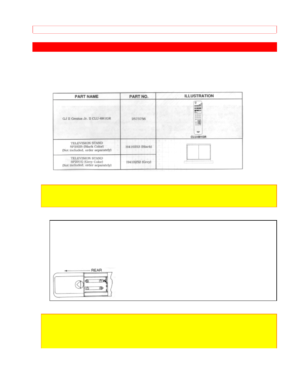 Accessories part numbers | Hitachi 27CX0B User Manual | Page 33 / 38