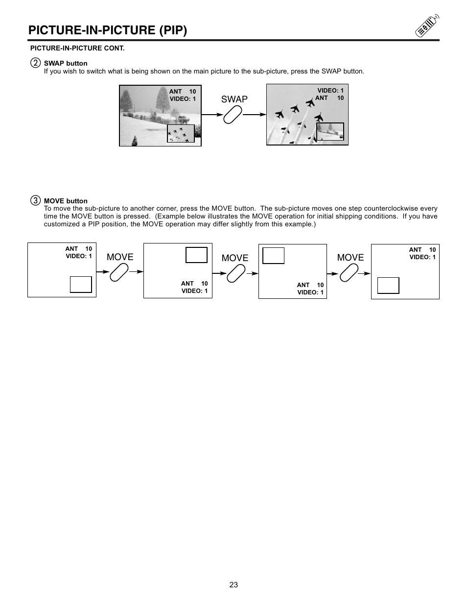 Picture-in-picture (pip) | Hitachi EX Series 60EX01B User Manual | Page 23 / 60