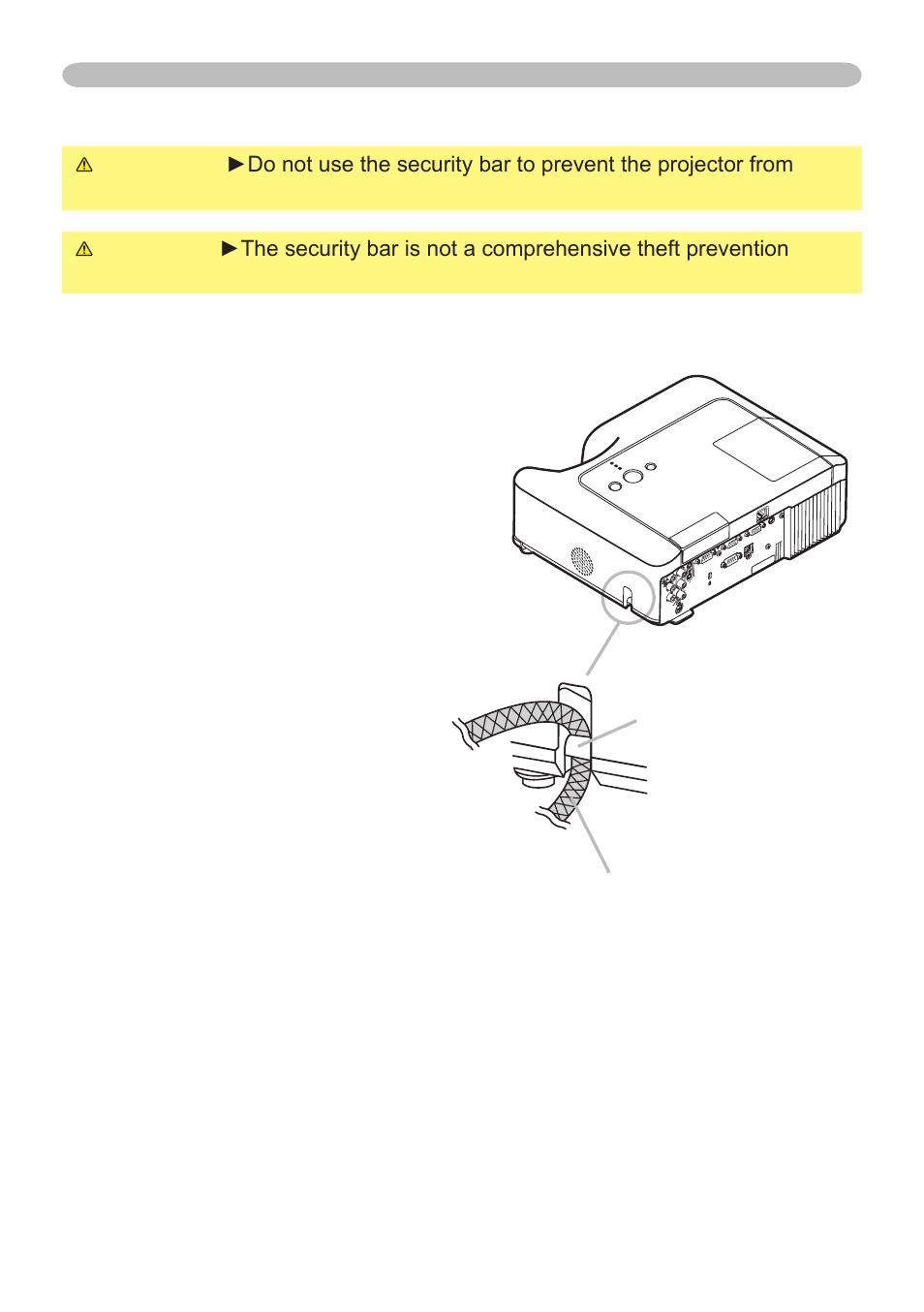 Using the security bar, Setting up | Hitachi CP-X265 User Manual | Page 10 / 66