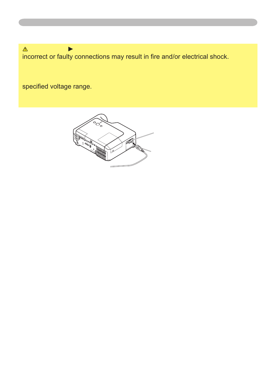 Connecting power supply, Firmly plug the power cord's plug into the outlet, Ac inlet connector of the power cord | Setting up | Hitachi CP-X265 User Manual | Page 14 / 66