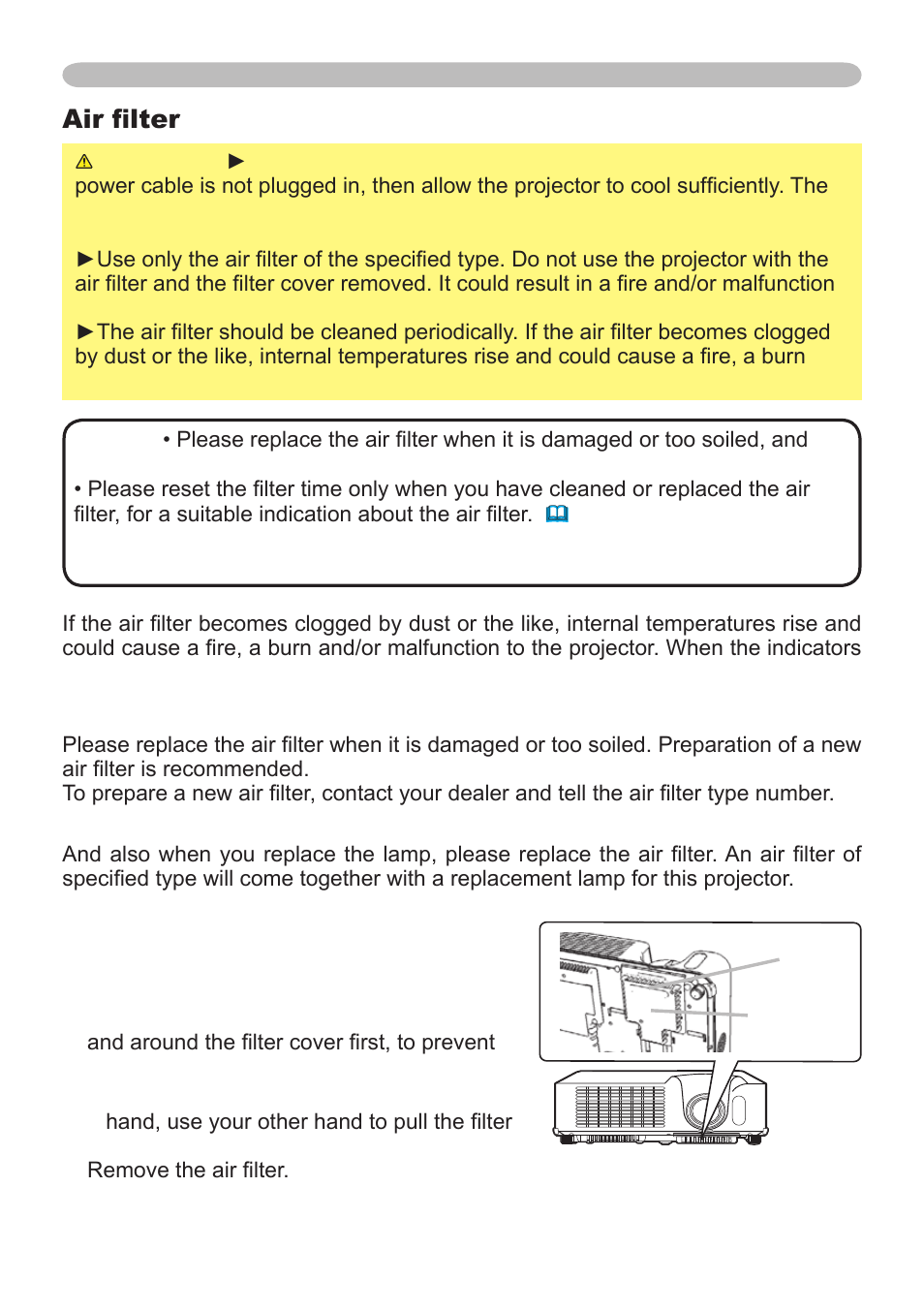Air filter | Hitachi CP-X265 User Manual | Page 55 / 66