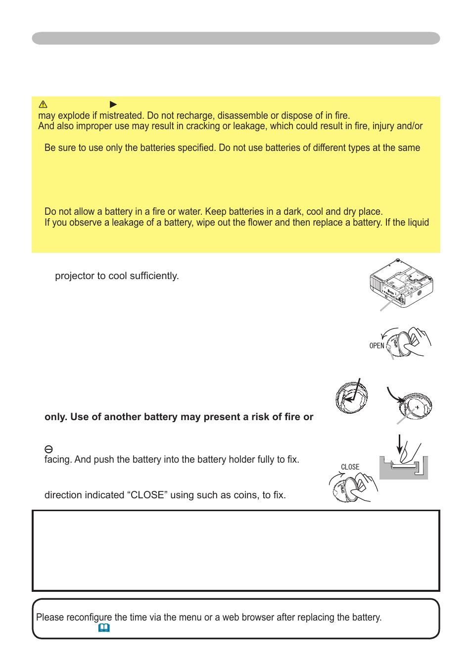 Replacing internal clock battery | Hitachi CP-X265 User Manual | Page 57 / 66