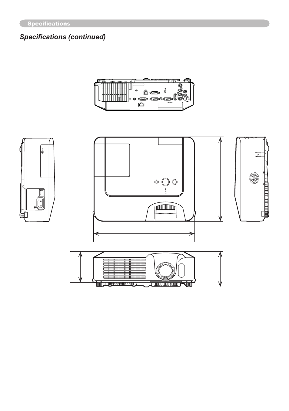 Specifications (continued), Specifications | Hitachi CP-X265 User Manual | Page 66 / 66