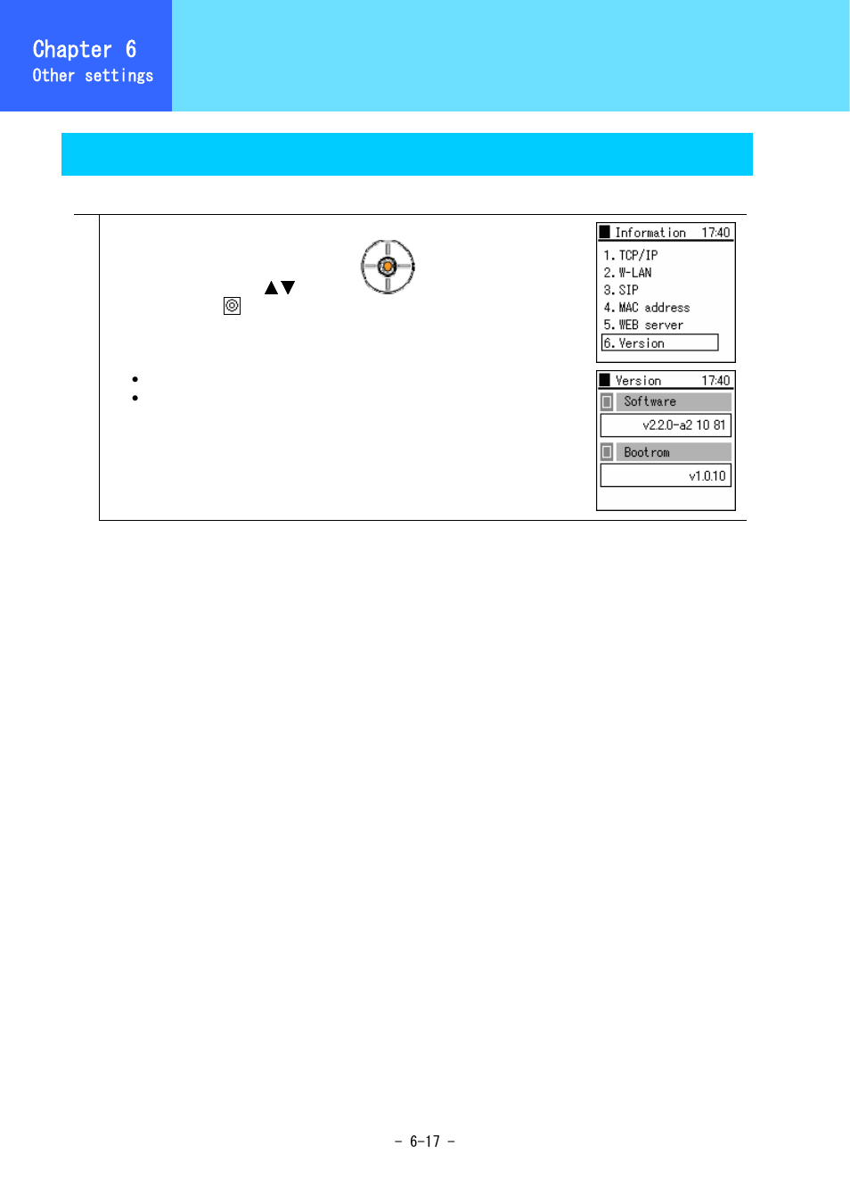 Information display, Chapter 6, Version | Hitachi WirelessIP 5000 User Manual | Page 96 / 132