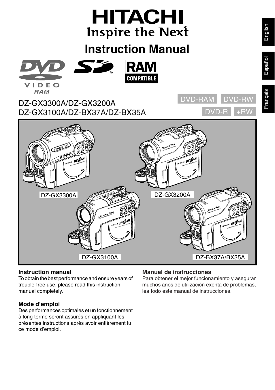 Hitachi DZ-B35A User Manual | 167 pages