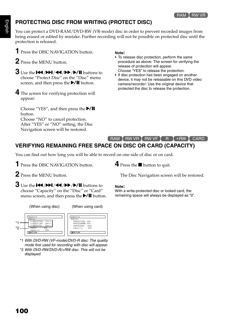 Protecting disc from writing (protect disc) | Hitachi DZ-B35A User Manual | Page 100 / 167
