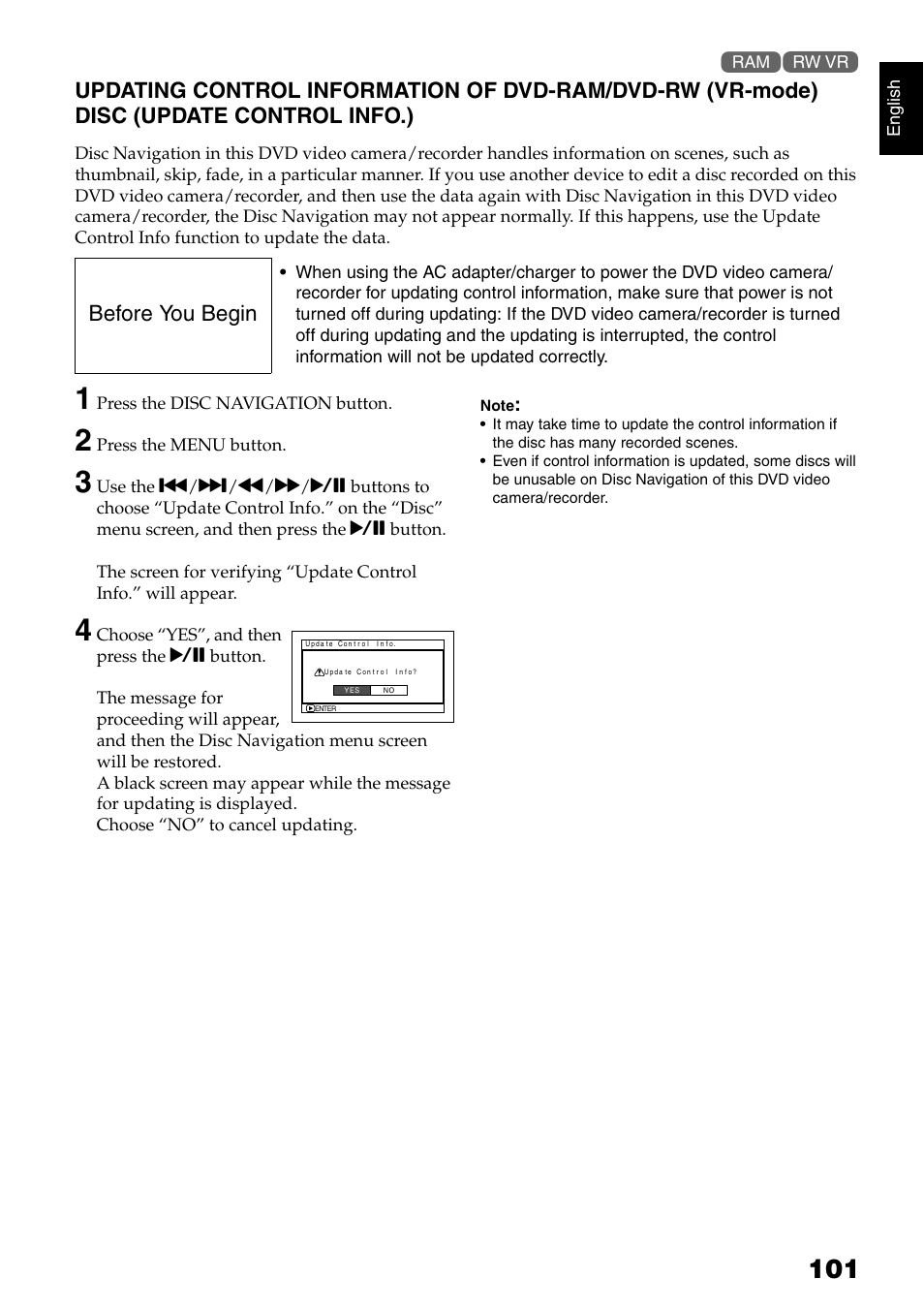 Before you begin | Hitachi DZ-B35A User Manual | Page 101 / 167
