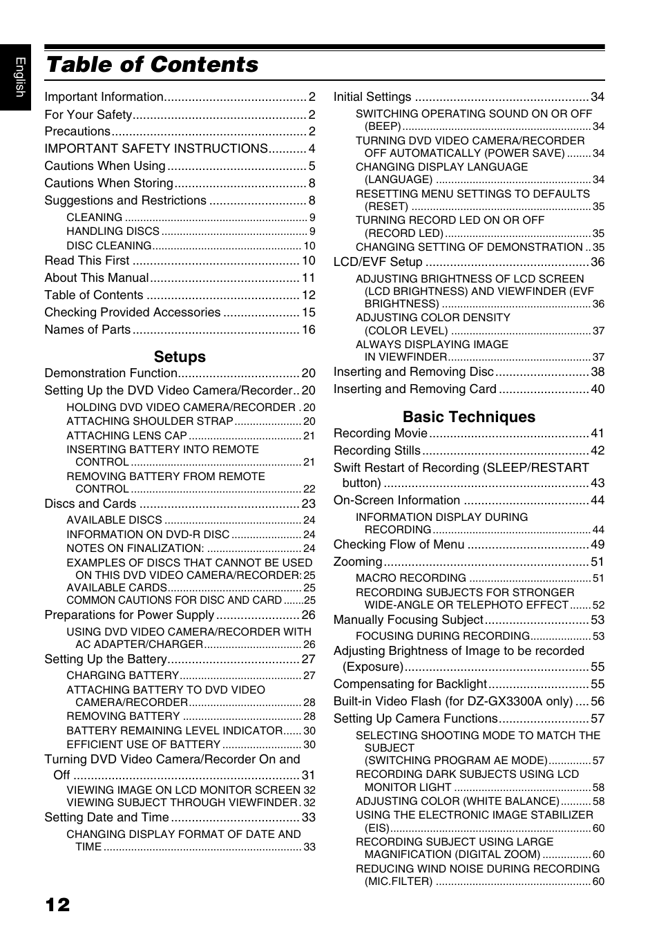 Hitachi DZ-B35A User Manual | Page 12 / 167