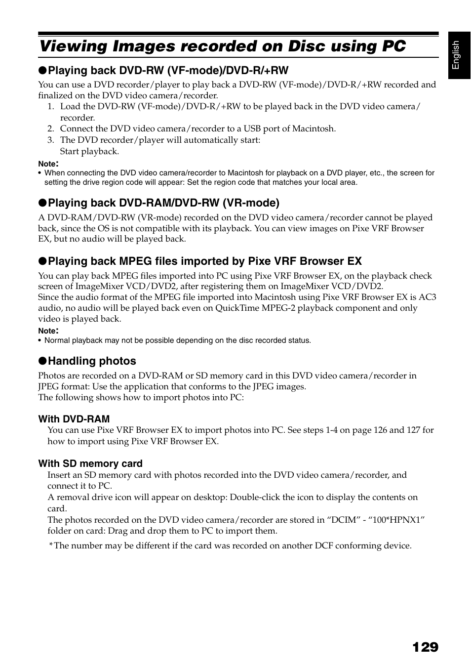 Viewing images recorded on disc using pc | Hitachi DZ-B35A User Manual | Page 129 / 167