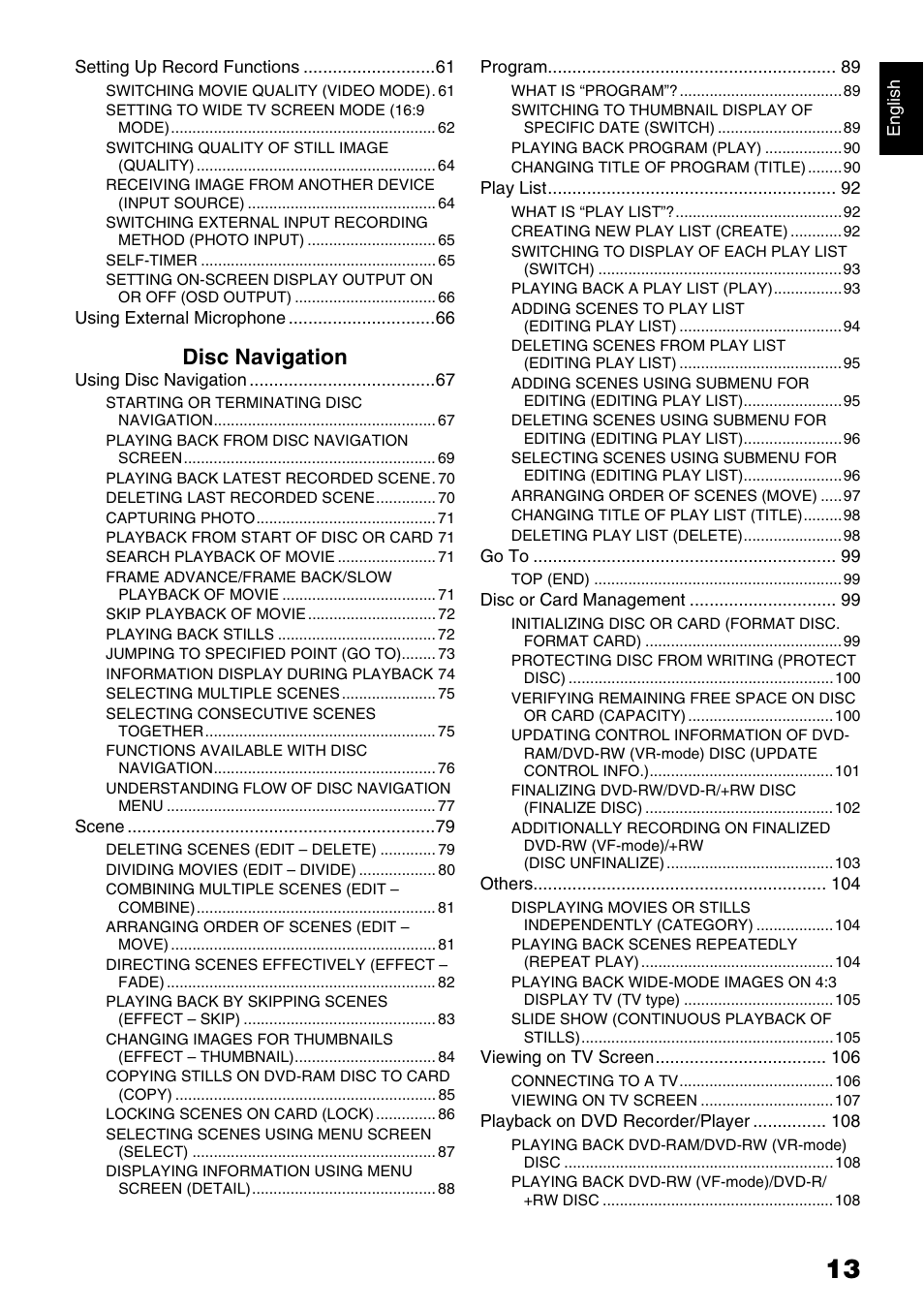 Disc navigation | Hitachi DZ-B35A User Manual | Page 13 / 167