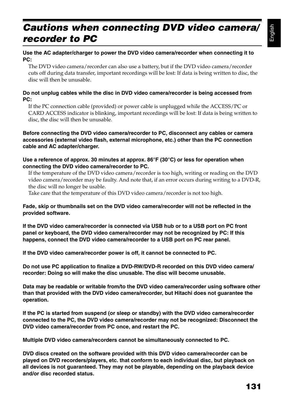 Hitachi DZ-B35A User Manual | Page 131 / 167