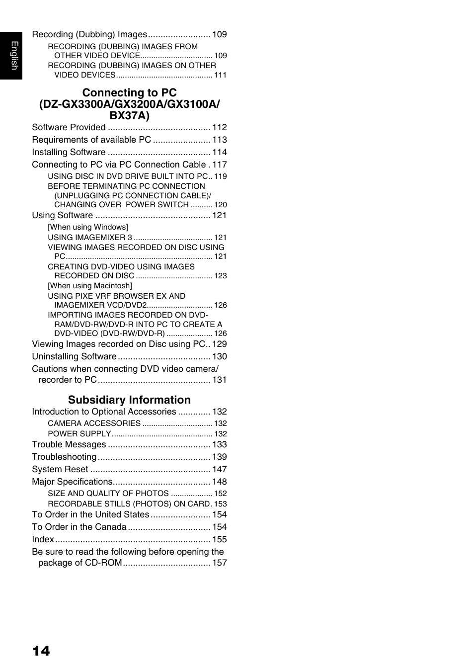 Subsidiary information | Hitachi DZ-B35A User Manual | Page 14 / 167