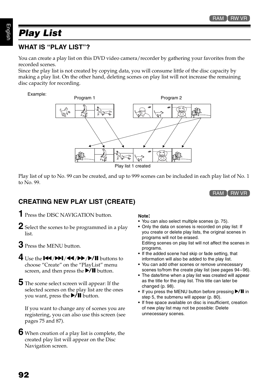 Play list | Hitachi DZ-B35A User Manual | Page 92 / 167