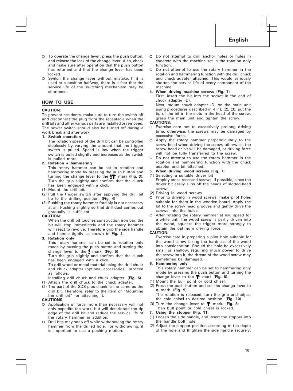 English | Hitachi DH 30PC2 User Manual | Page 11 / 82