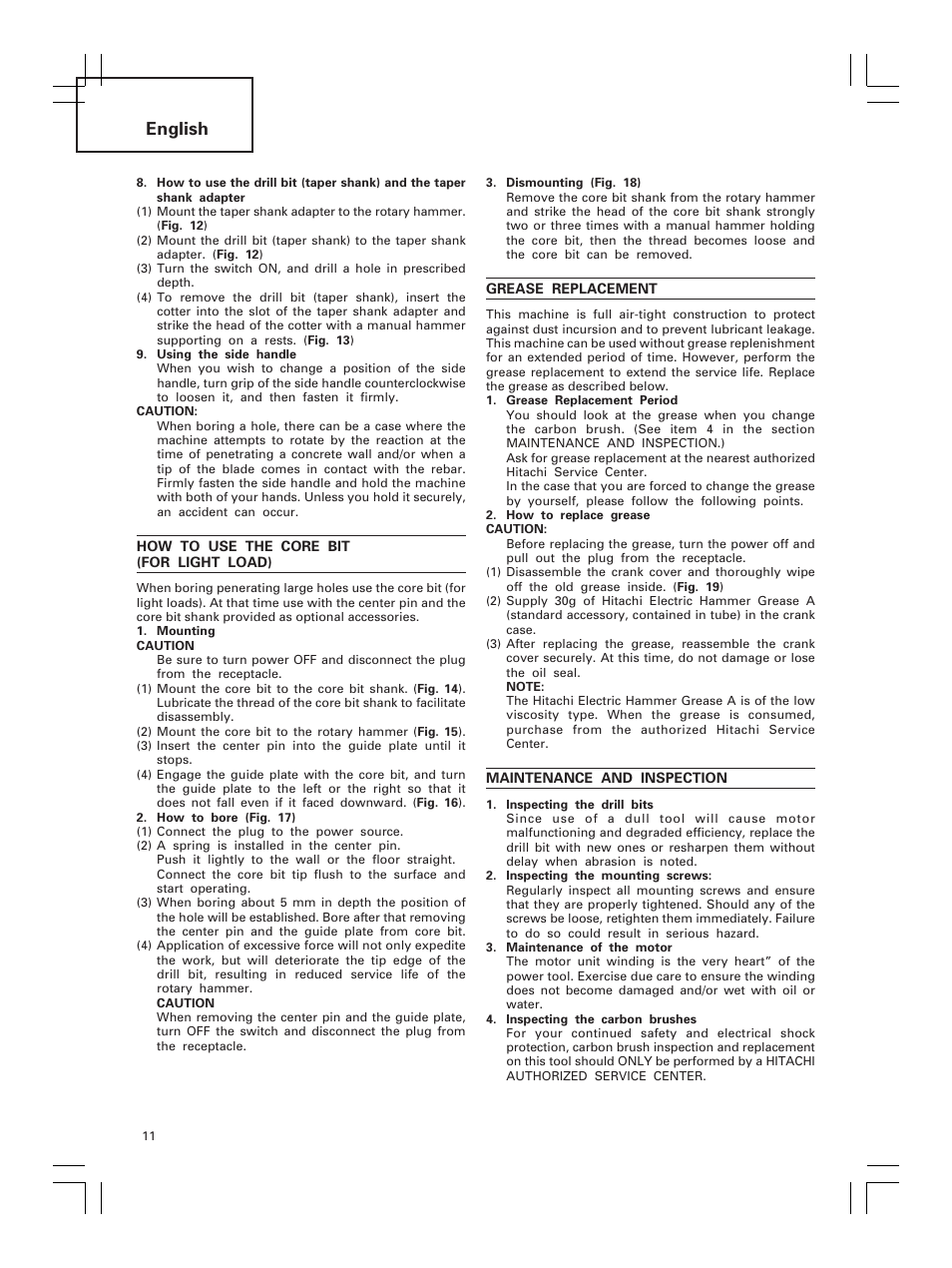 English | Hitachi DH 30PC2 User Manual | Page 12 / 82