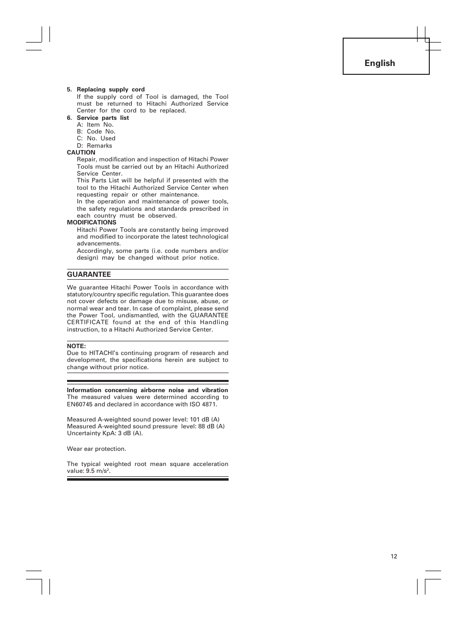 English | Hitachi DH 30PC2 User Manual | Page 13 / 82