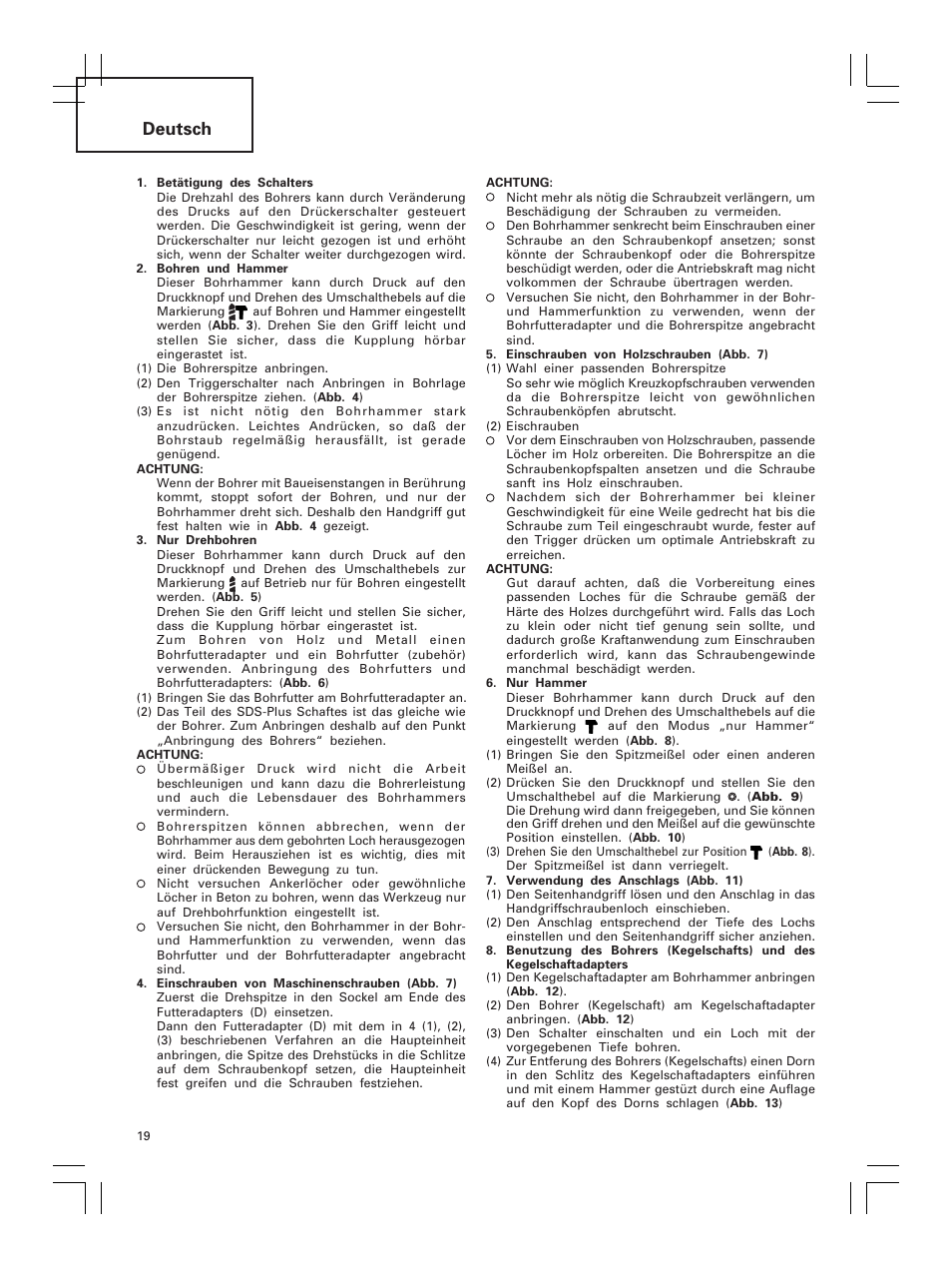 Deutsch | Hitachi DH 30PC2 User Manual | Page 20 / 82
