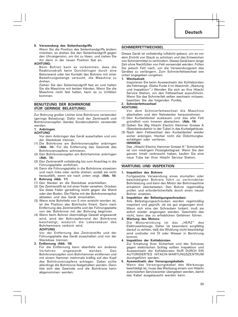 Deutsch | Hitachi DH 30PC2 User Manual | Page 21 / 82
