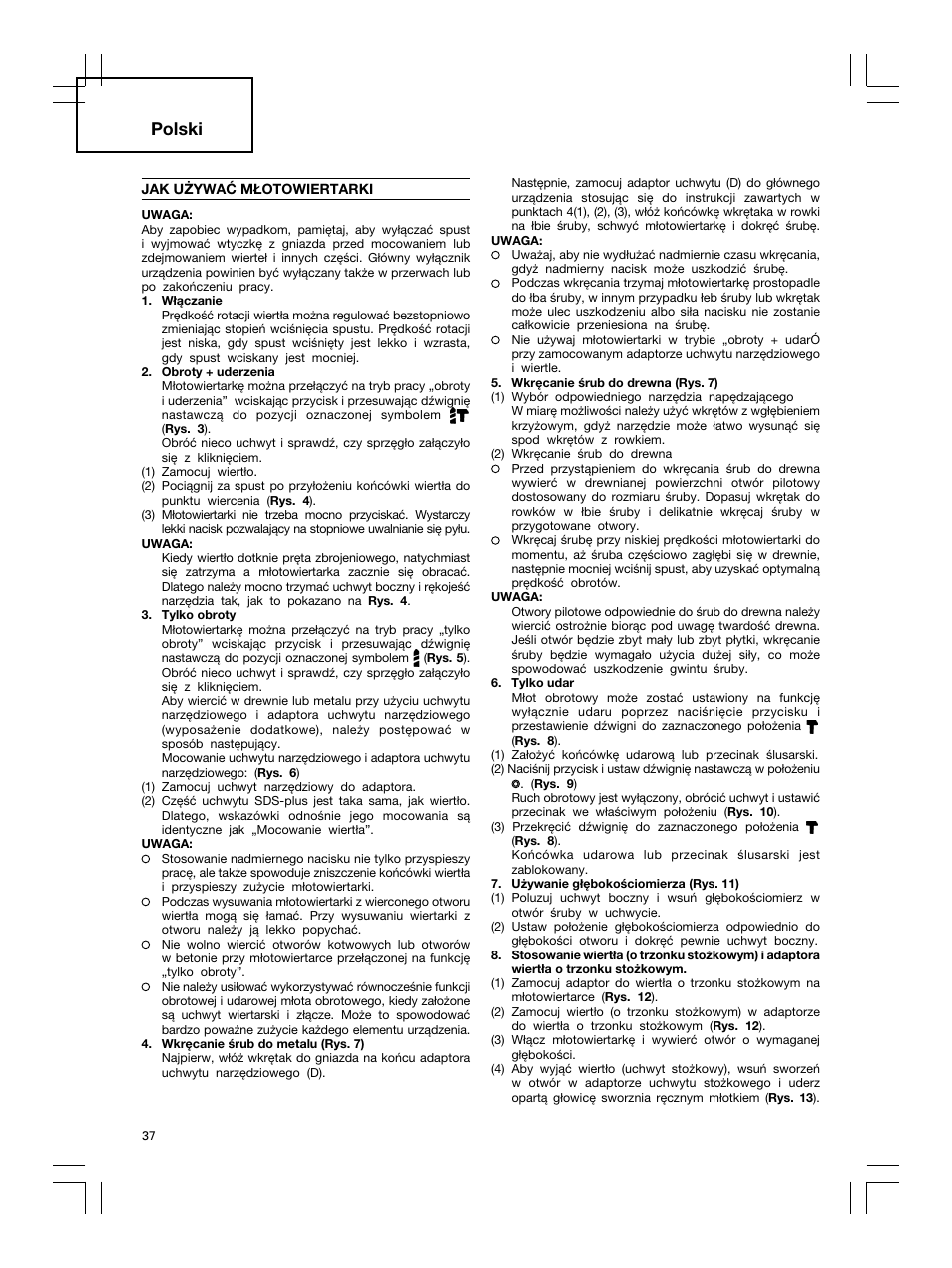 Polski | Hitachi DH 30PC2 User Manual | Page 38 / 82