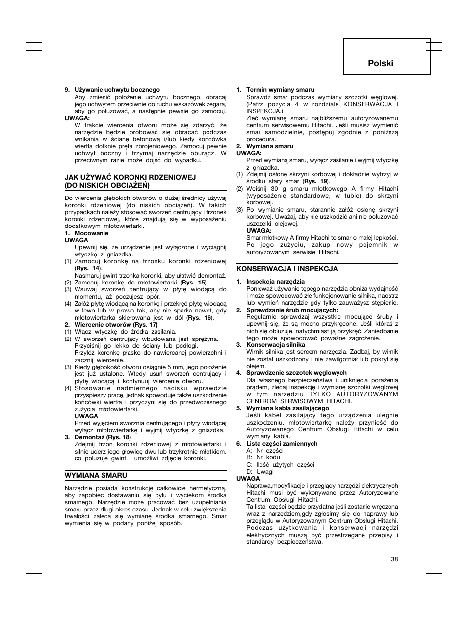 Polski | Hitachi DH 30PC2 User Manual | Page 39 / 82