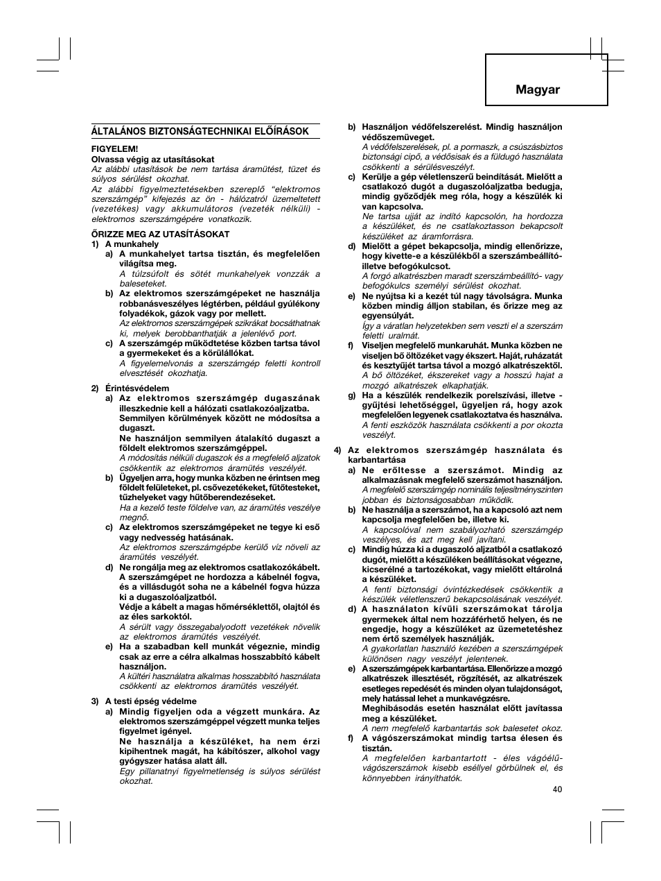 Magyar | Hitachi DH 30PC2 User Manual | Page 41 / 82