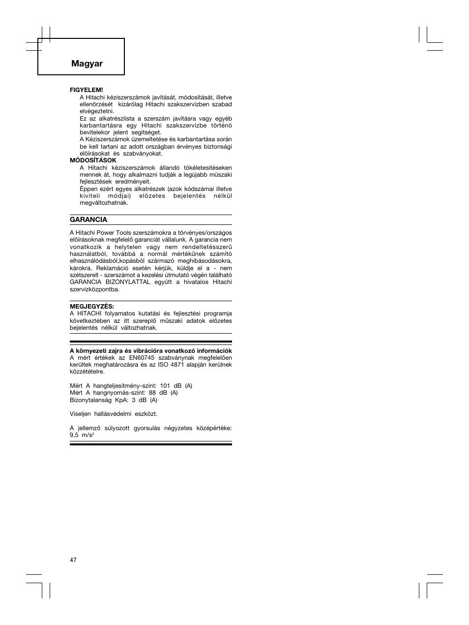 Magyar | Hitachi DH 30PC2 User Manual | Page 48 / 82