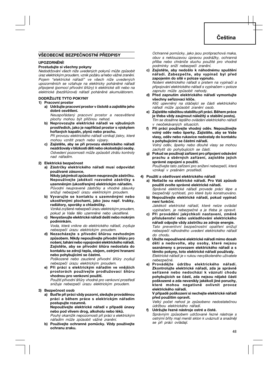 Čeština | Hitachi DH 30PC2 User Manual | Page 49 / 82