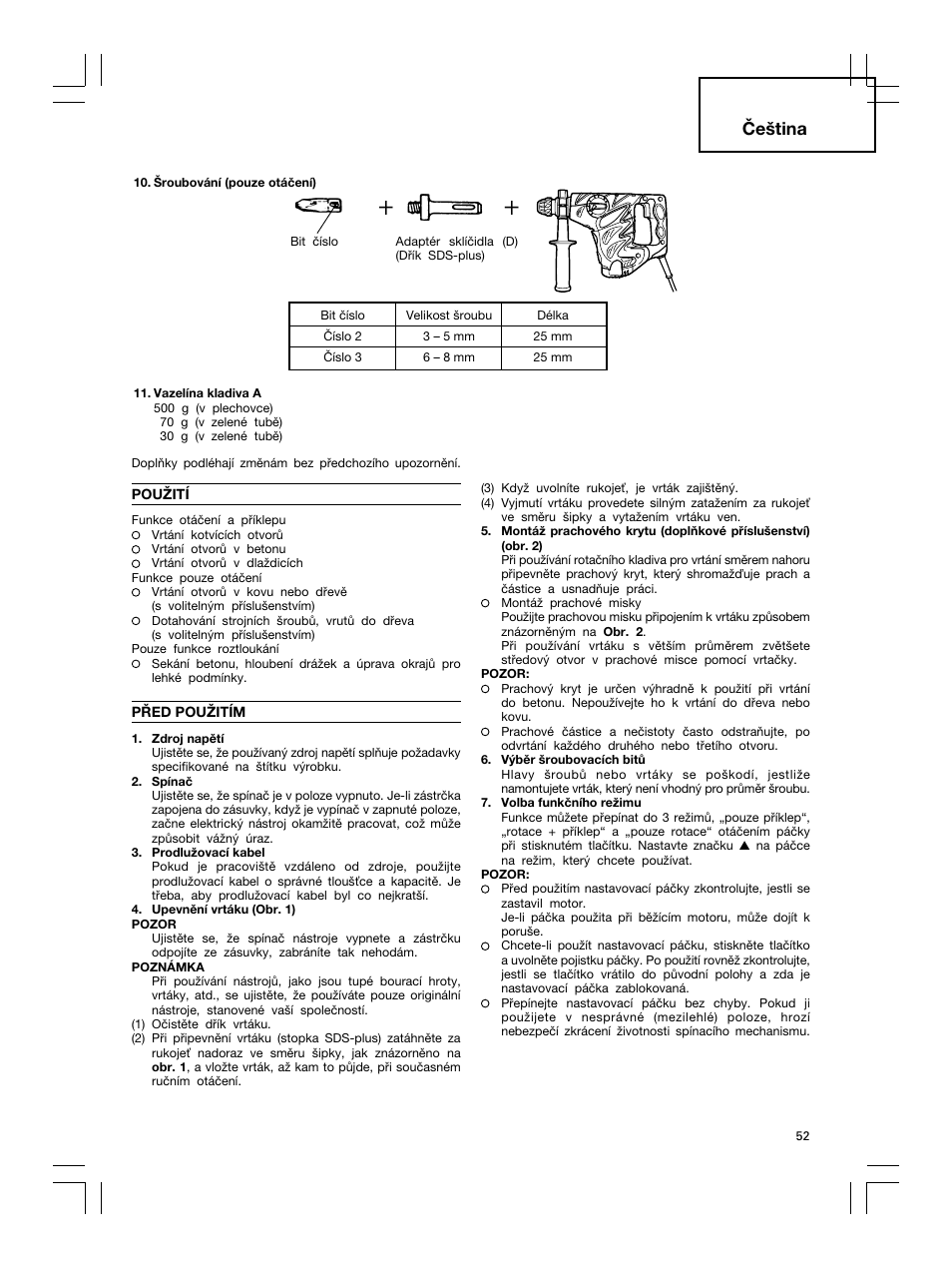 Čeština | Hitachi DH 30PC2 User Manual | Page 53 / 82