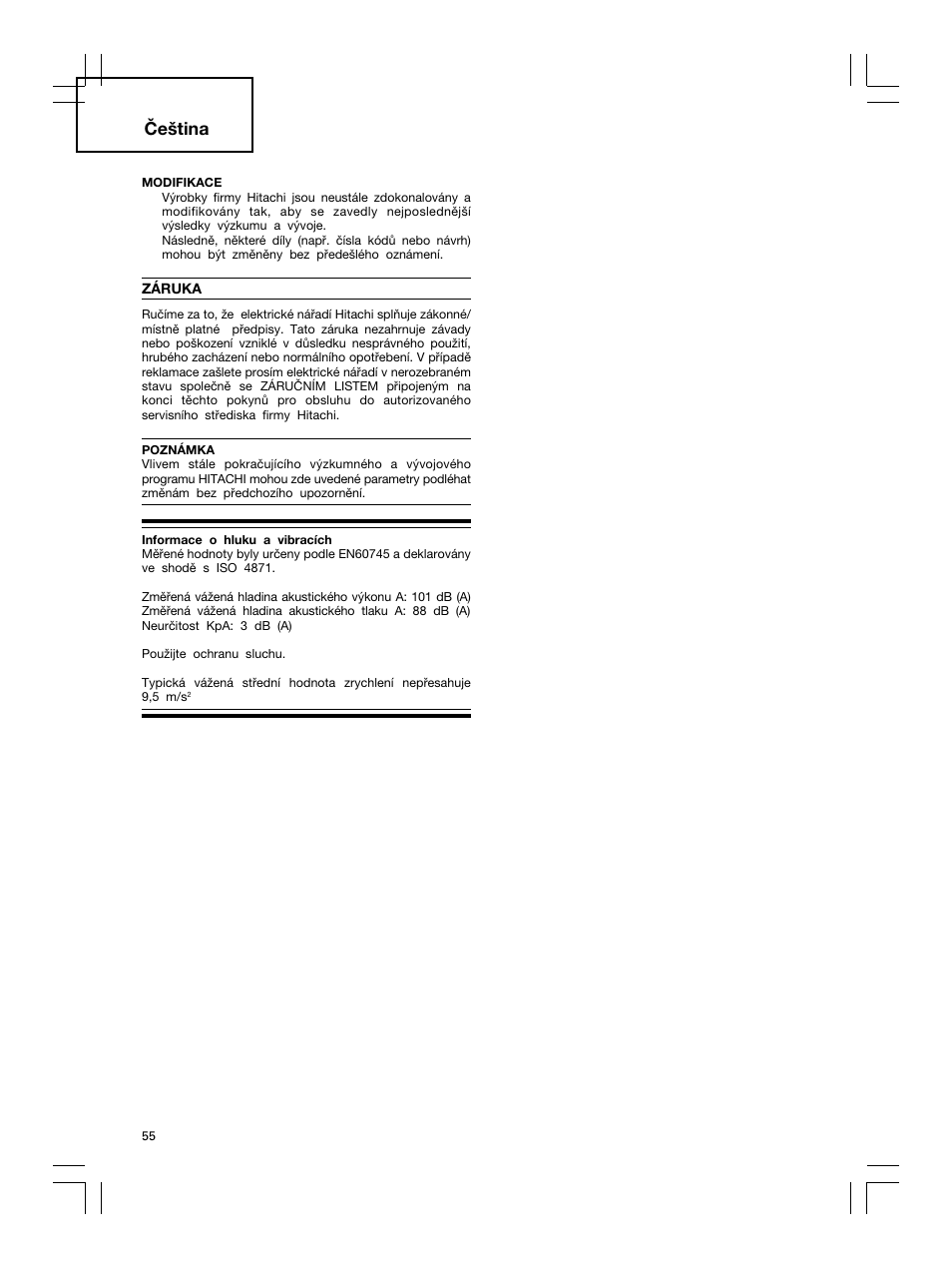 Čeština | Hitachi DH 30PC2 User Manual | Page 56 / 82