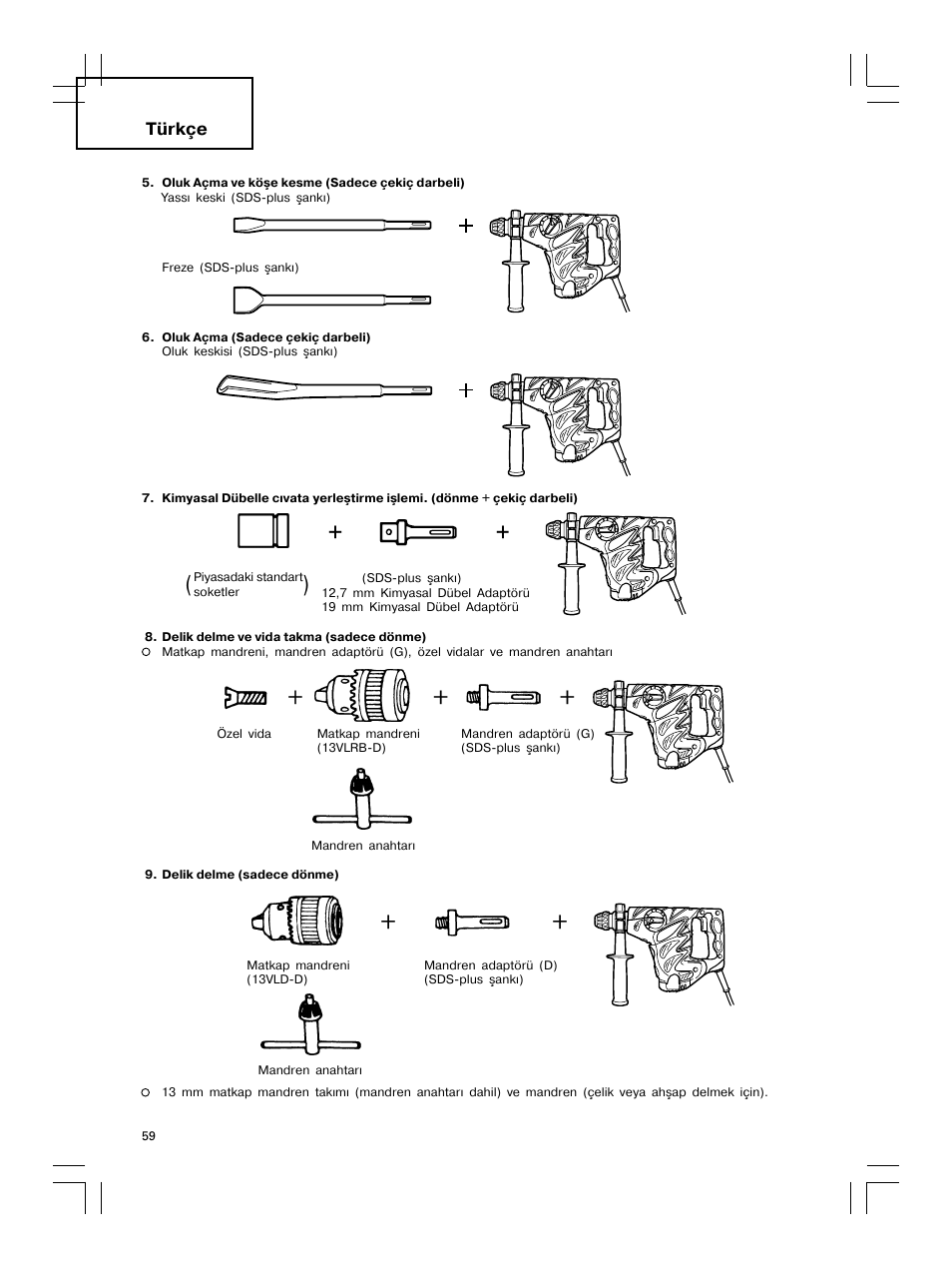 Türkçe | Hitachi DH 30PC2 User Manual | Page 60 / 82