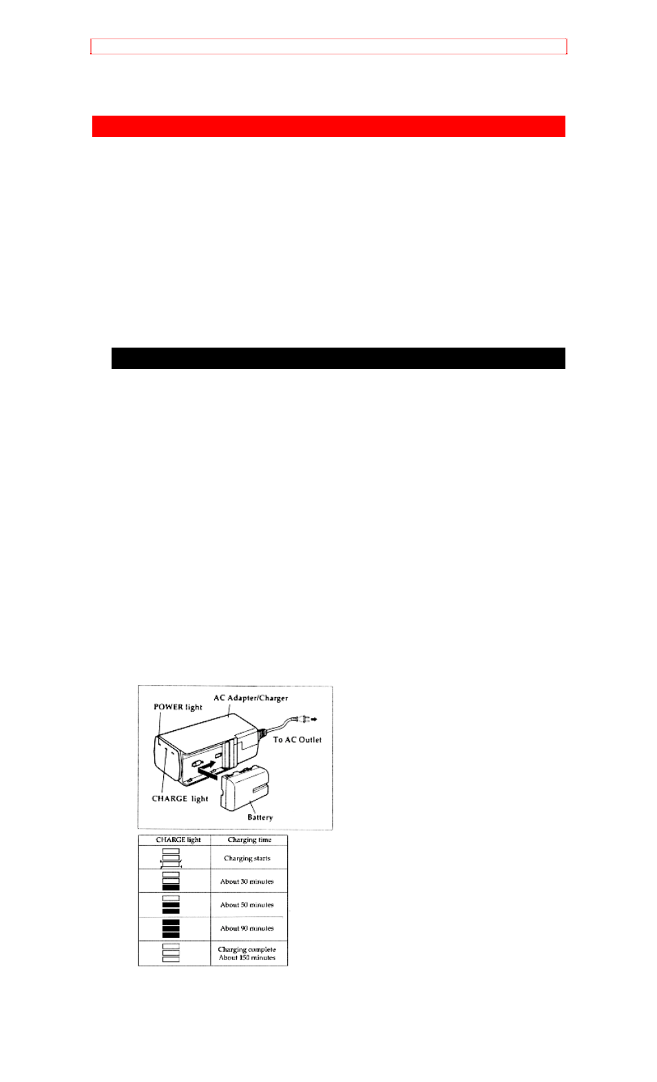 Getting started, Charging the battery using the ac adapter/charger | Hitachi VM-H71A User Manual | Page 18 / 69