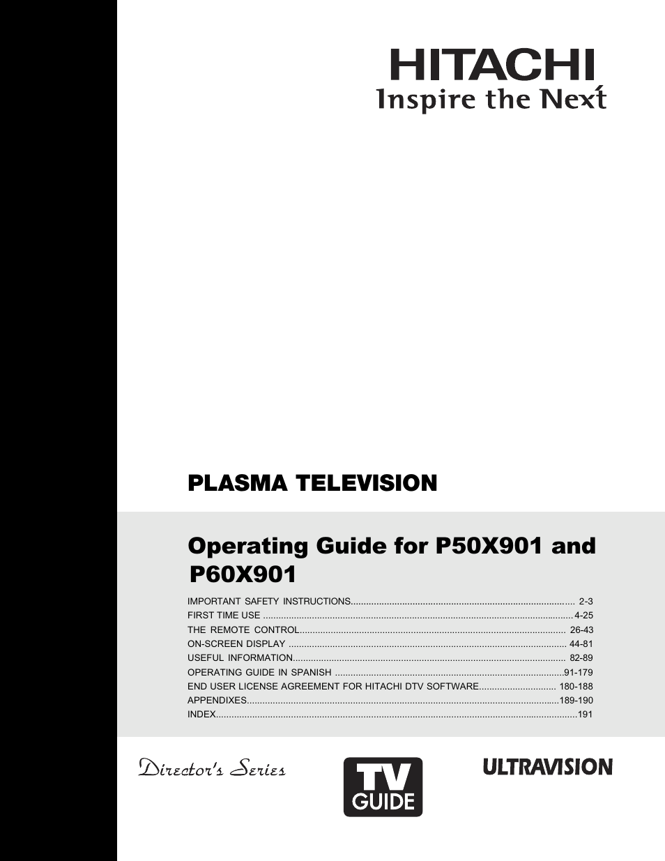 Hitachi P50X901 User Manual | 192 pages