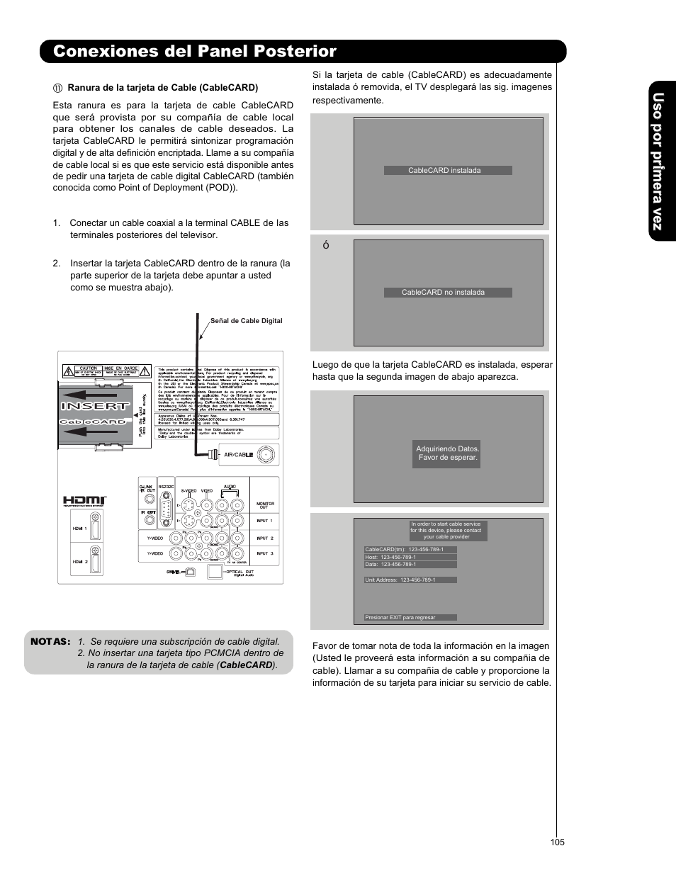 Conexiones del panel posterior | Hitachi P50X901 User Manual | Page 105 / 192