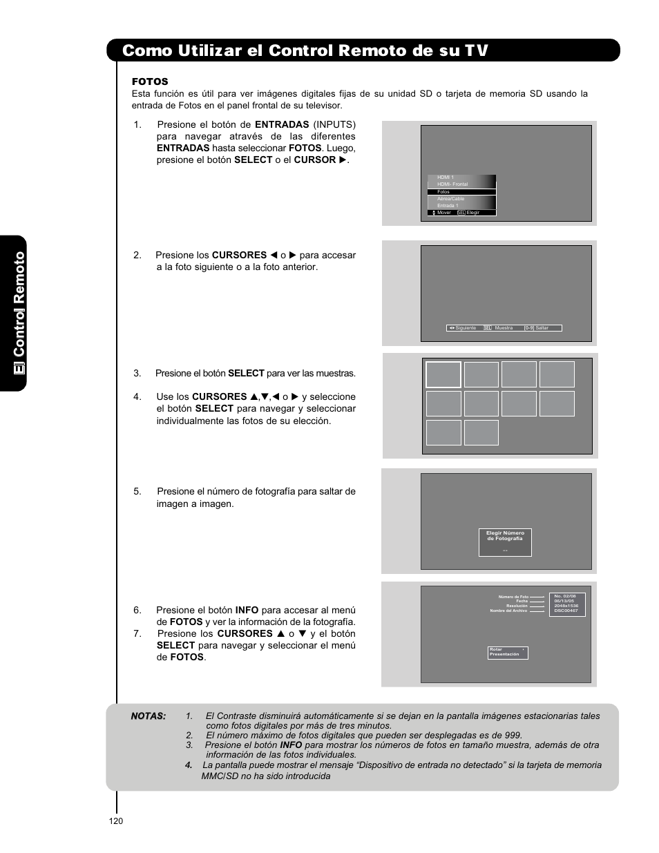 Como utilizar el control remoto de su tv, Elc o n tr o lr em o to | Hitachi P50X901 User Manual | Page 120 / 192