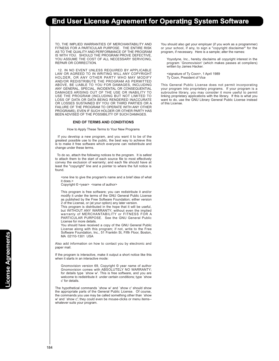 Lic en se a g re em en ts | Hitachi P50X901 User Manual | Page 184 / 192